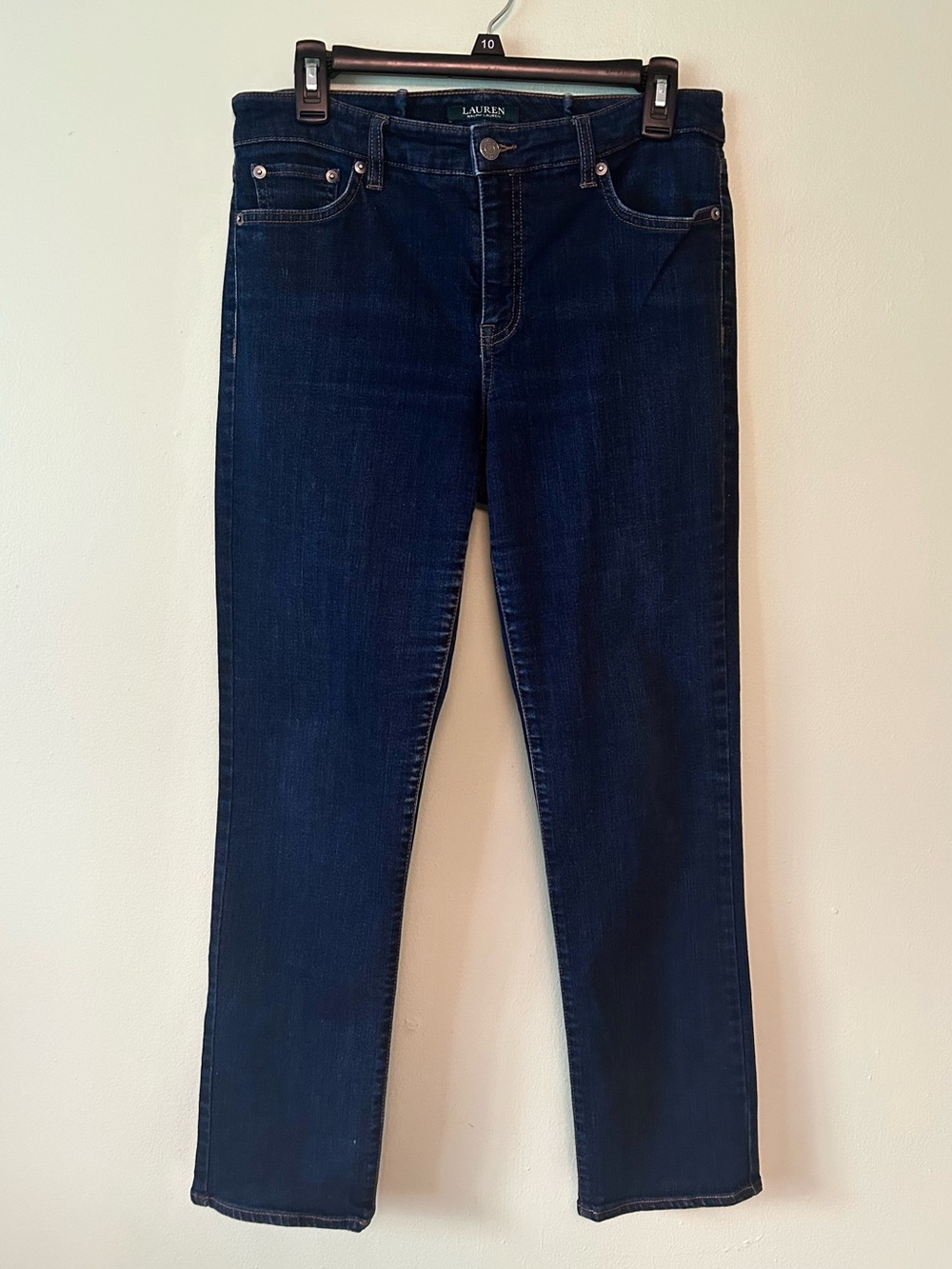 Lauren Ralph Lauren Modern Straight Curvy Dark Wash 92% Cotton Denim Jeans Sz 10